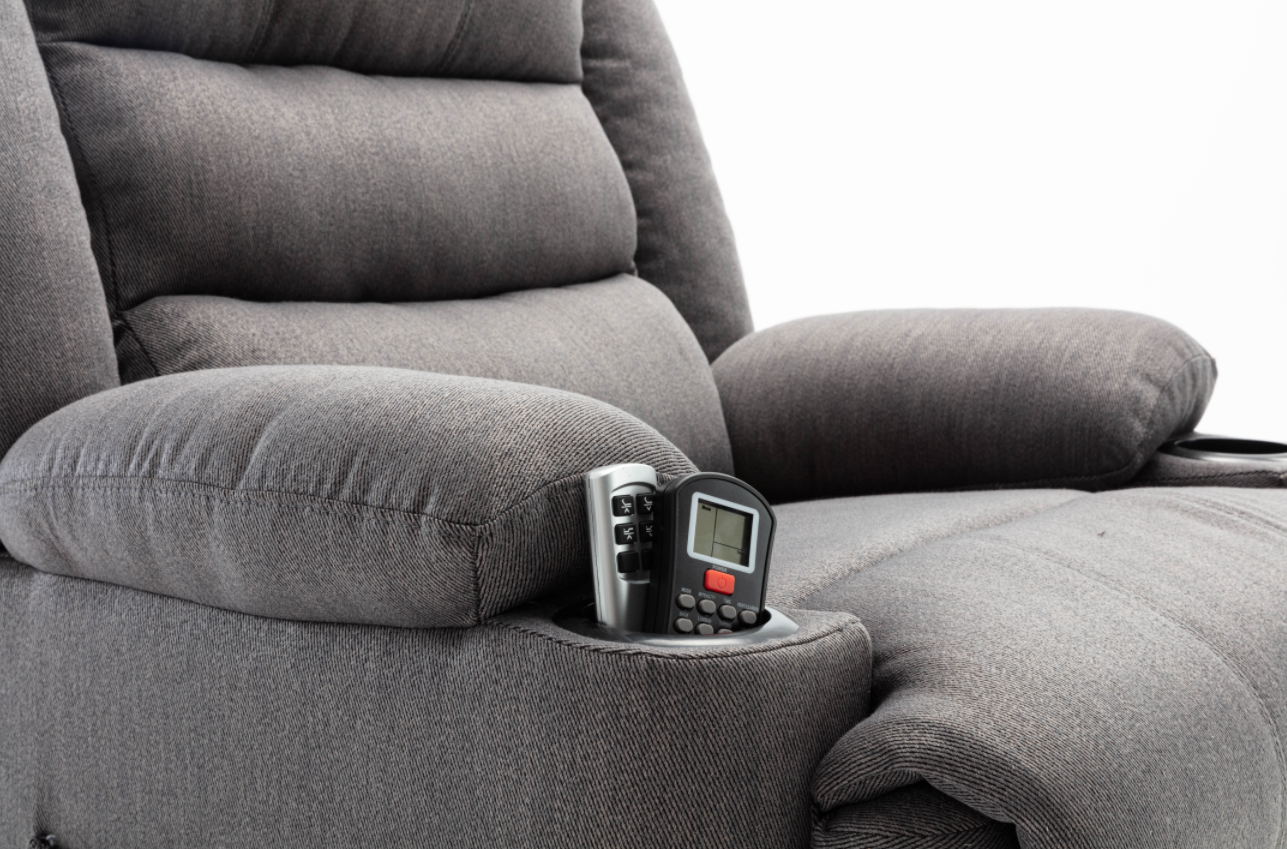grey electric lift recliner with cup holders and side storage pocket grey electric lift recliner with cup holders and side storage pocket