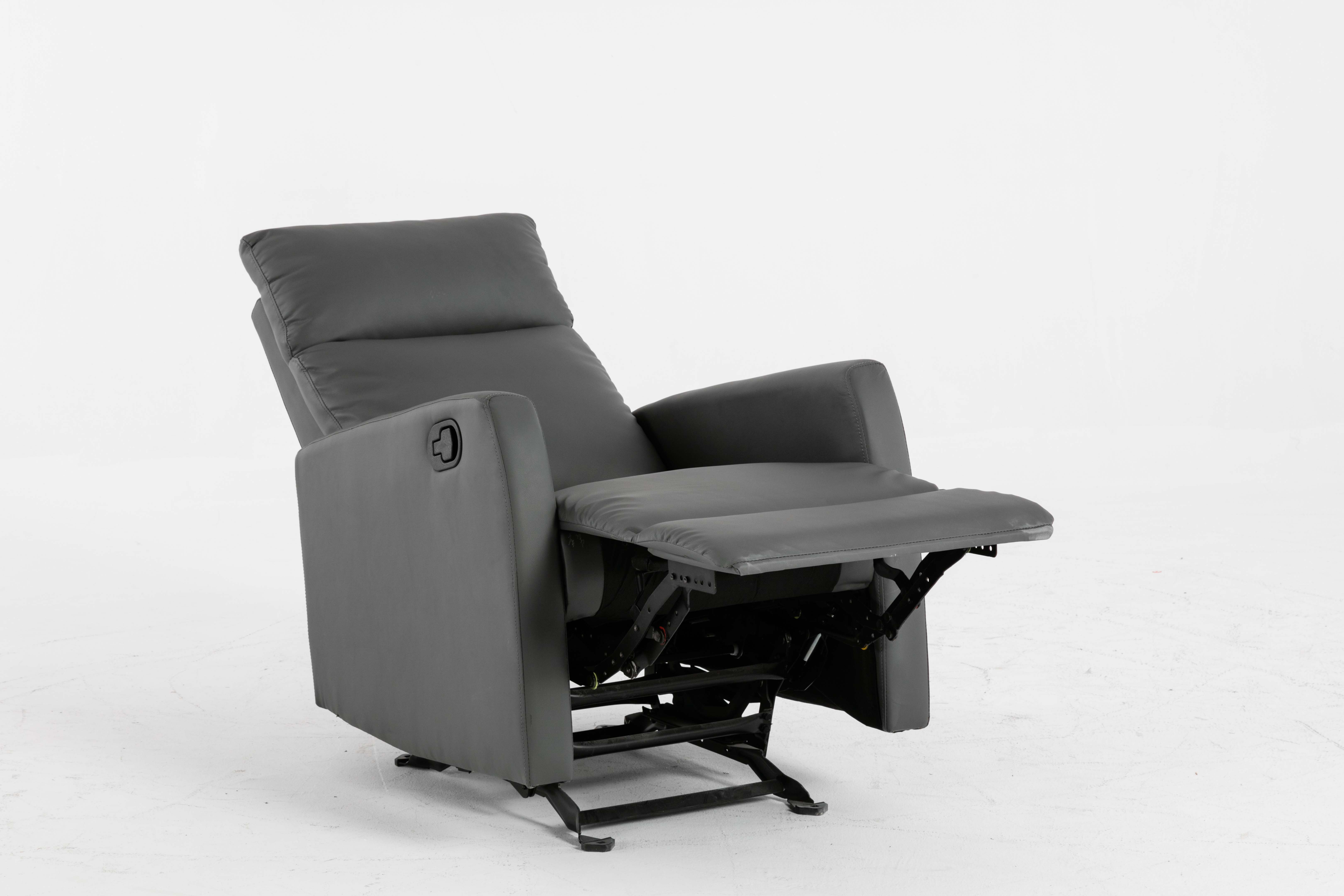 Modern upright gray PU leather reclining sofa for living room