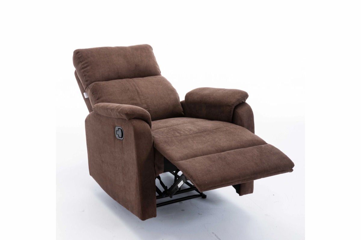 Brown/Grey/Beige Fabric Manual Recliner Chair with Footrest, Adjustable
