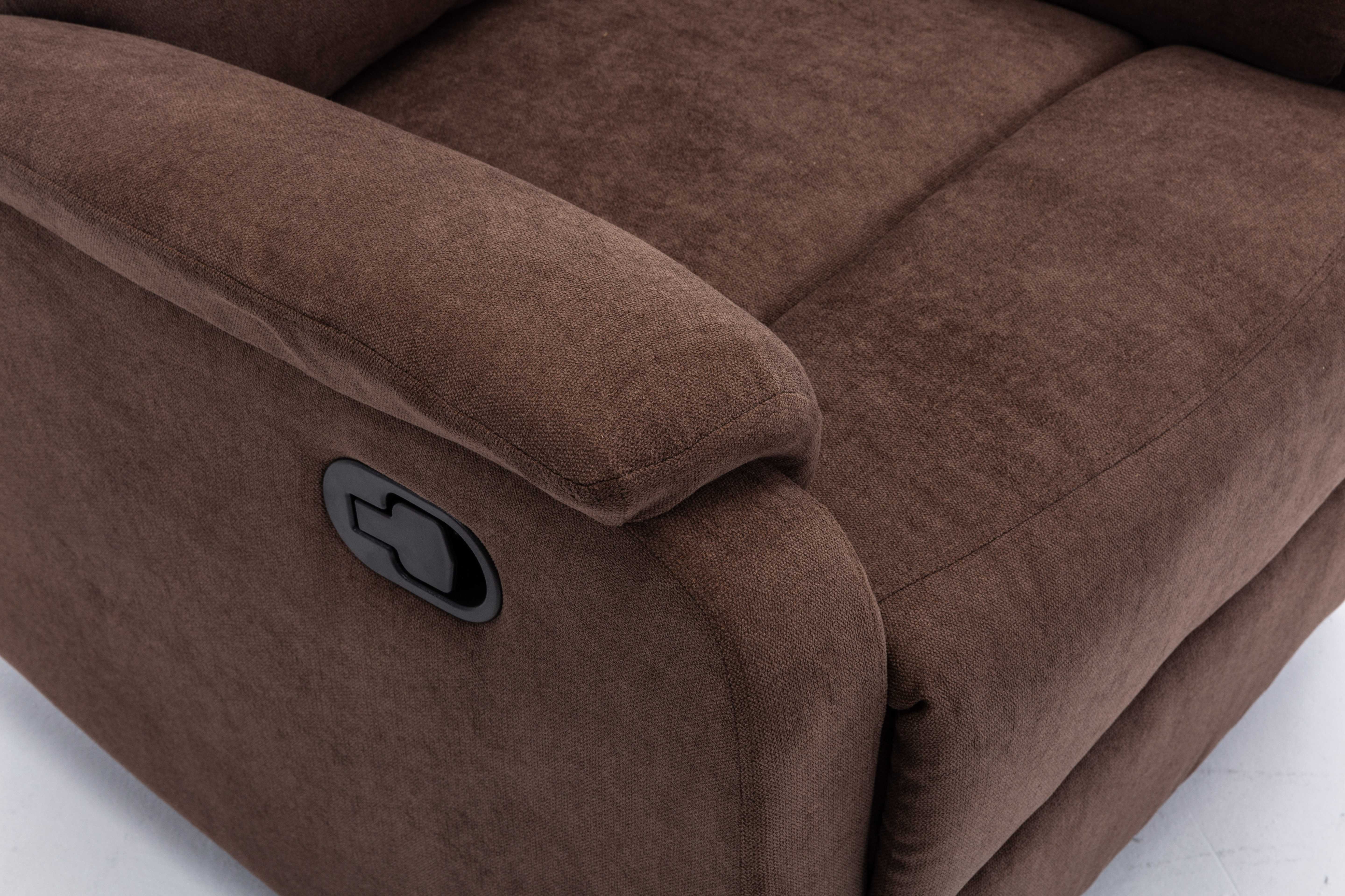 Brown/Grey/Beige Fabric Manual Recliner Chair with Footrest, Adjustable