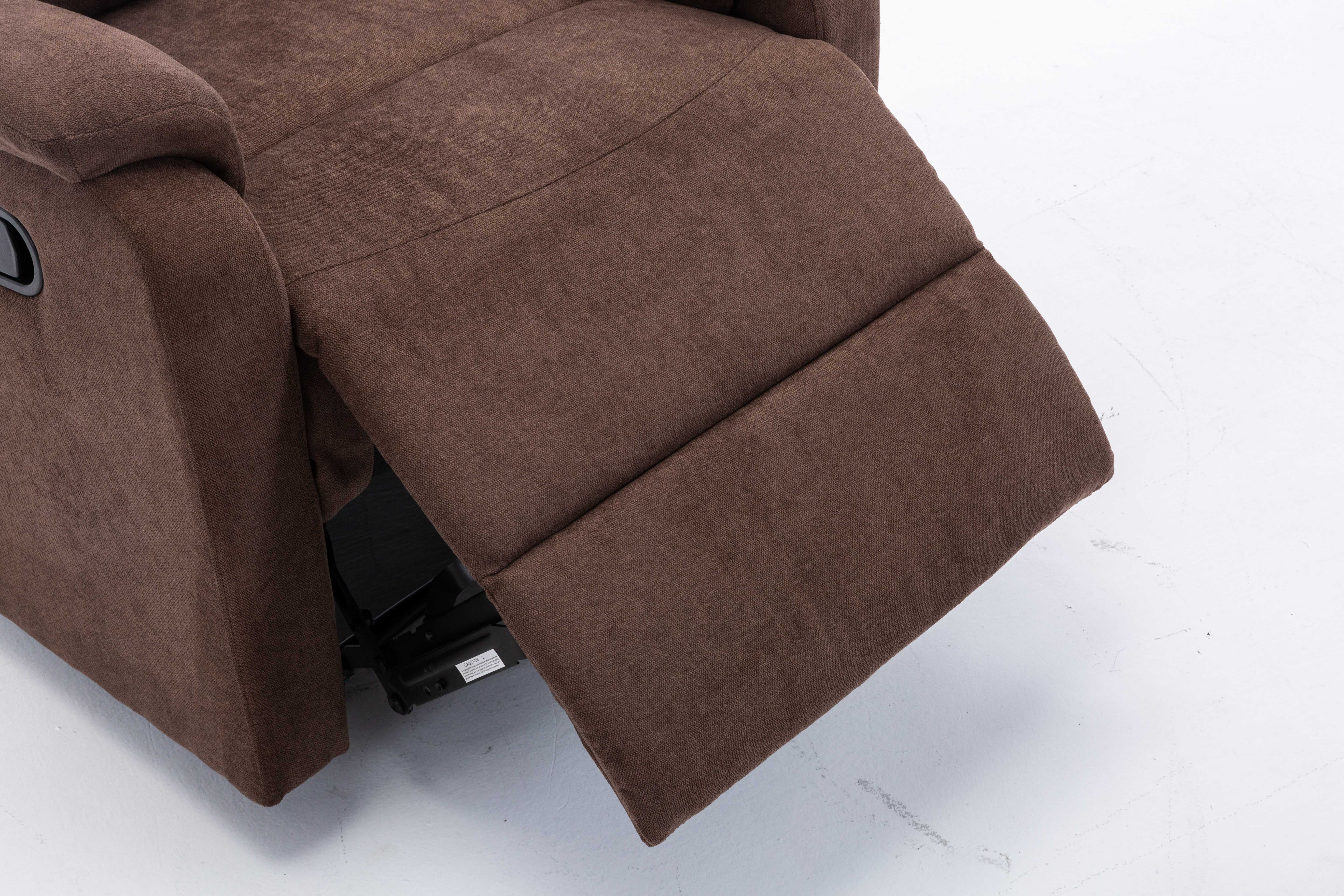 Brown/Grey/Beige Fabric Manual Recliner Chair with Footrest, Adjustable