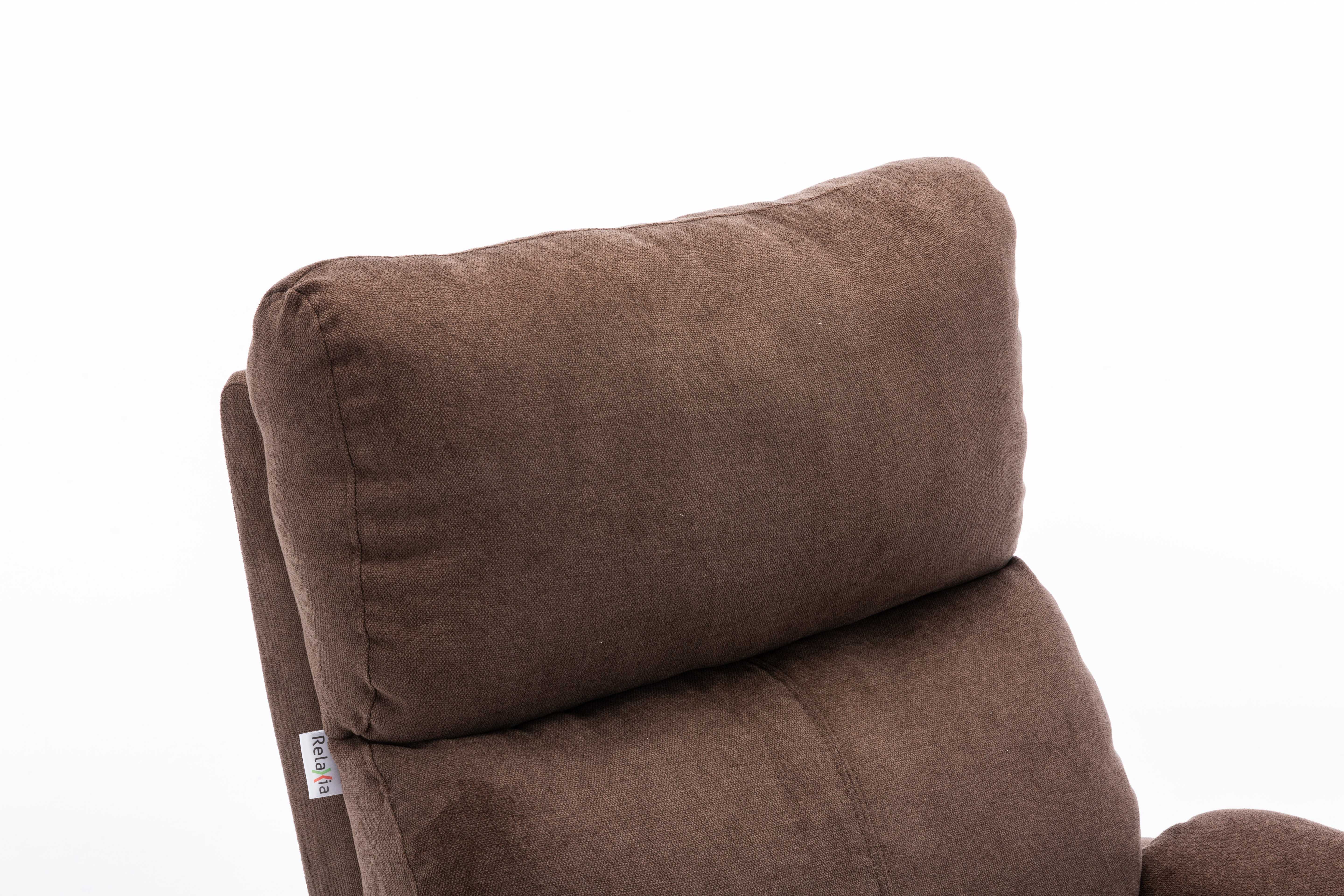 Brown/Grey/Beige Fabric Manual Recliner Chair with Footrest, Adjustable