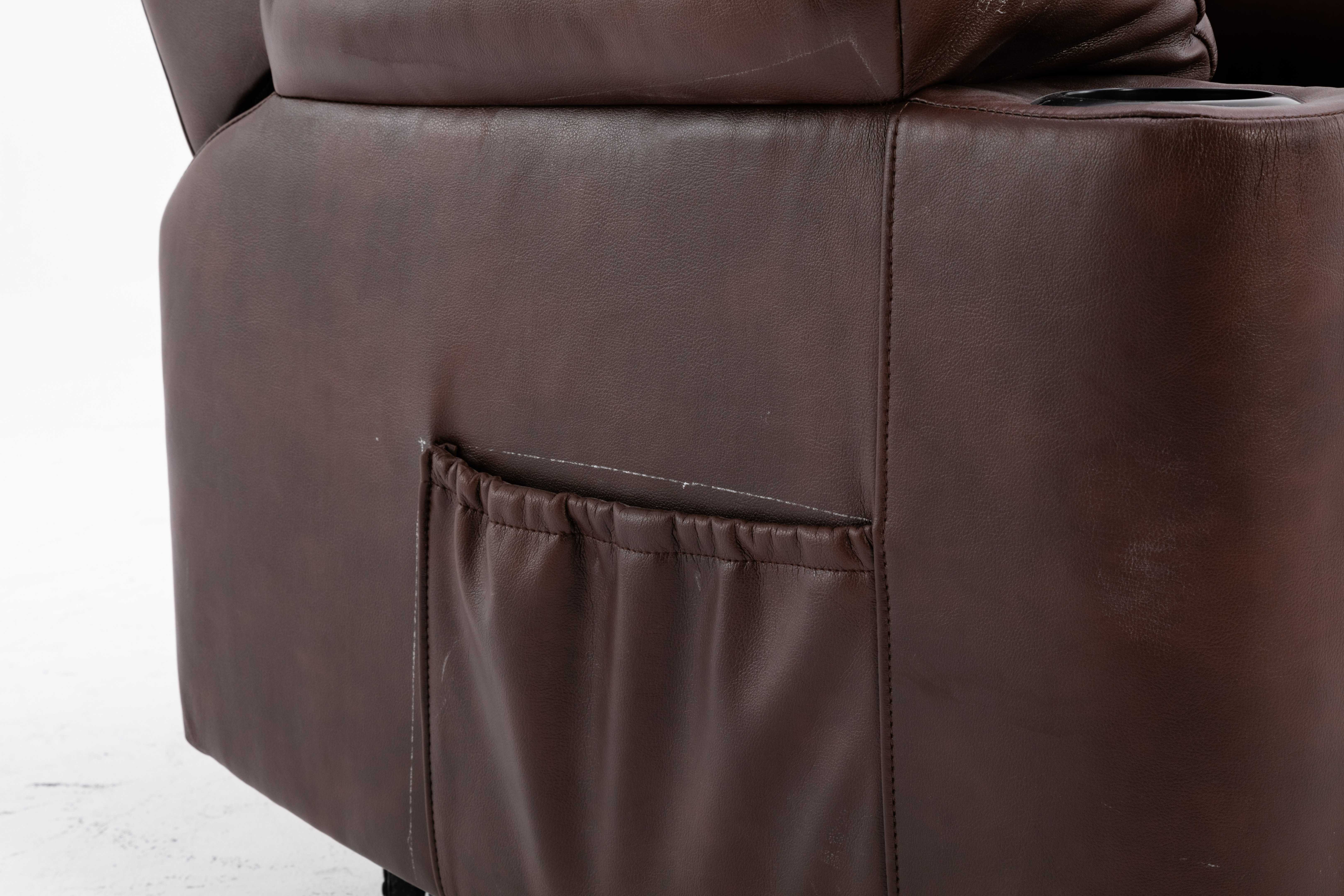 brown power lift recliner with dual cup holders and remote pocket brown power lift recliner with dual cup holders and remote pocket