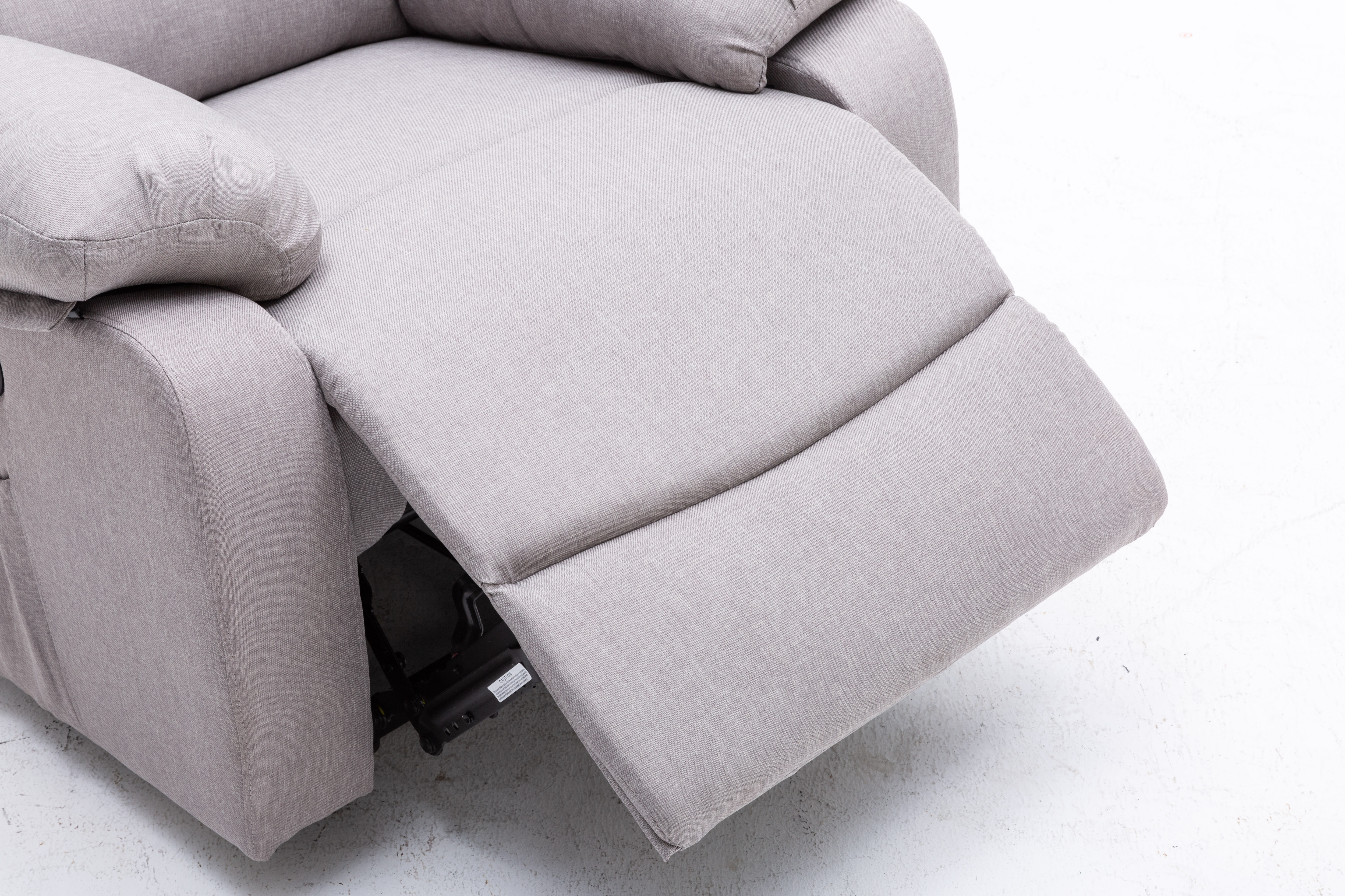 Light Gray Fabric Electric Power Lift Recliner Chair with Extended Footrest in Living Room Light Gray Fabric Electric Power Lift Recliner Chair with Extended Footrest in Living Room